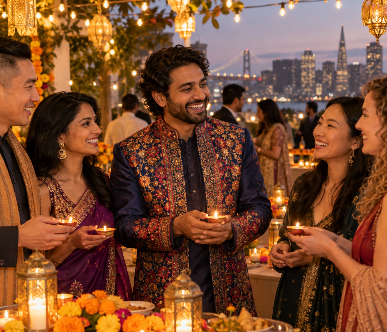 Friends celebrating Diwali together